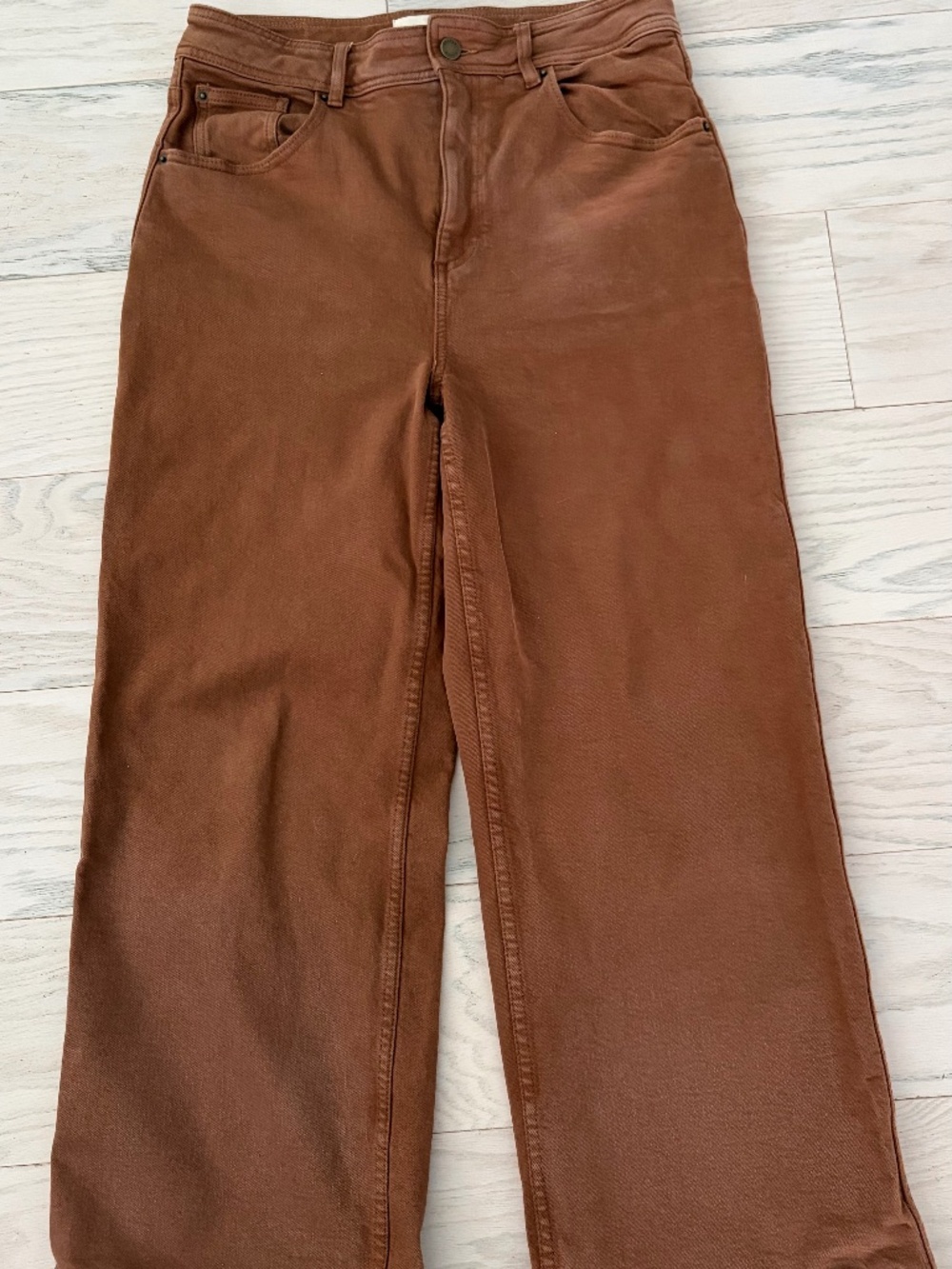 Sezane Le Crop wide leg denim jeans in Chestnut Brown size 40